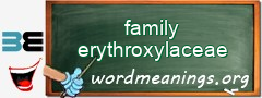 WordMeaning blackboard for family erythroxylaceae